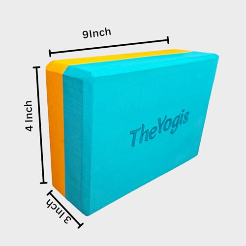 Image of The Yogis Yoga Wheel and Block Set, 13x5.7inch Wheel with 2 EVA Foam Blocks & 1 Yoga Belt, Turquoise and Orange
