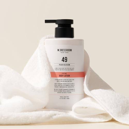 W.Dressroom Moisturizing Body Lotion No.49 Peach Blossom, Perfumed Body Lotion, Moisturizer for Sensitive Dry Skin, Korean Skin Care, Gentle, Soothing, Non-Greasy, and Scented Lotion for Women