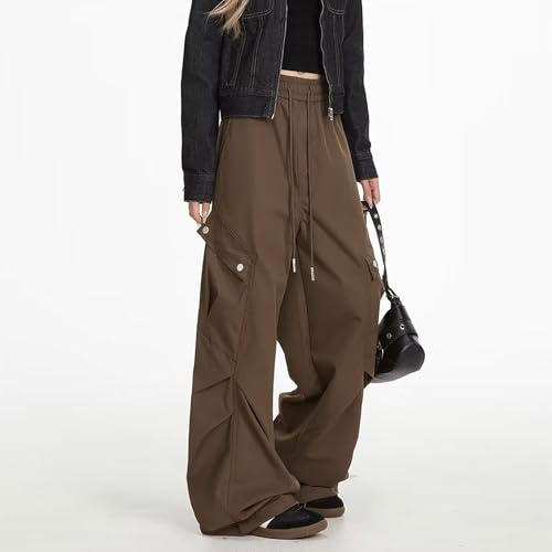 Skateboard Frog Y2K Baggy Wide Leg Cargo Pants Drawstring Elasticated Waist Pleats Multiple Pockets Unisex Straight Fit3