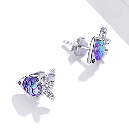 Boucles d'oreilles poisson en argent 925 symbole de bonheur