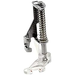 Alfa Prensatelas borda-acolcha libre abierto (enmangue bajo, pie transparente con eje de acero inoxidable), accesorio para máquina de coser