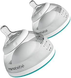 Nanobebe Breastmilk Baby Bottle (Award Winning Innovation for Breastfed Babies), Breastfeeding Newborn Breast Like, Anti Colic, Perfect Latch, Preserves Breast Milk nutrients, 2-Pack, Teal