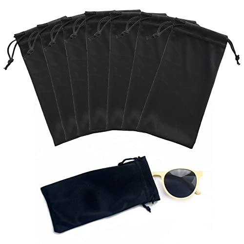 Bolsas para Gafas, Bolsas Gafas de Sol, Suave Estuche Gafas Almacenaje, Funda para Gafas de Microfibra, Bolsa de Almacenamiento de Anteojos con Cierre de Cordón para Protección y Almacenamiento, 7Pack