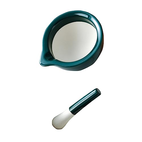 SOLUSTRE 1Set Ceramic Grinding Bowl with Pestle Manual Food Grinding Bowl for Complementary Food Spices and Medicine Ergonomic Design Porcelain Kitchen Tool Dark