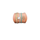 Branets Armband-Set mit Regenbogen, Blatt Armband, mit Perlen Armreifen Modeschmuck für Damen und Mädchen (5 Stück)