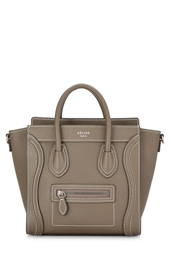 Céline, Pre-loved Grey Drummed Calfskin Luggage Nano, Grey
