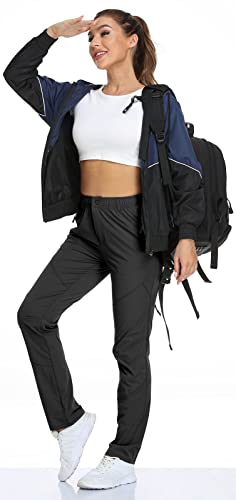 Sposulei Lightweight Summer Pants For Womens Golf Nylon Quick Dry Waterproof Casual Hiking Pants With Pockets Black #TOP5