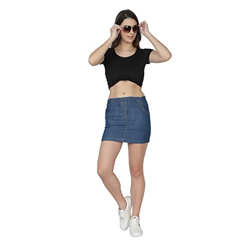 Image of NUEVOSDAMAS Women Light Blue Denim Mini Skirt