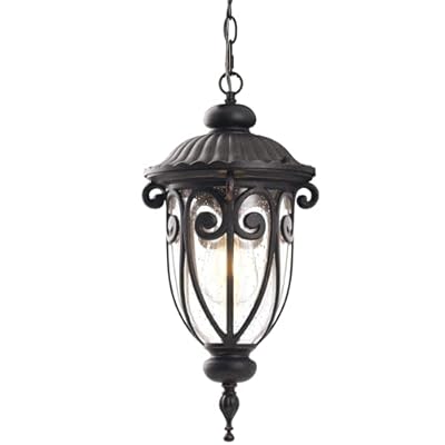 GOALPLUS Vintage Bronze Outdoor Pendant Lights for Porch, 20 1/2" High Exterior Hanging Light Fixture with Adjustable Chain, Outside Ceiling Lantern with Seeded Glass for Patio, Entryway