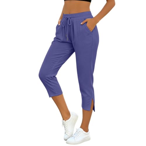 Pantalones de yoga ajustados 3/4 elásticos con cintura alta y tacto suave para mujer