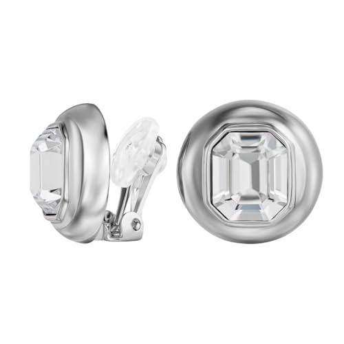 Boucles d'oreilles clip femme octogonales cristaux platine 13x11mm rond 20mm Traveller