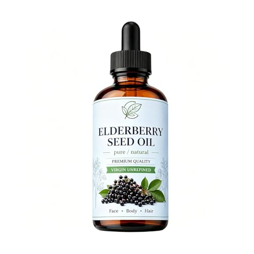 Hochornk Elderberry Seed Oil Cold Pressed Elderberry Seed Oil for Bags Under Eyes Face Hair Nails & Body Lightweight Daily Beauty Oil for Smooth & Hydrated Skin 30ML (1)