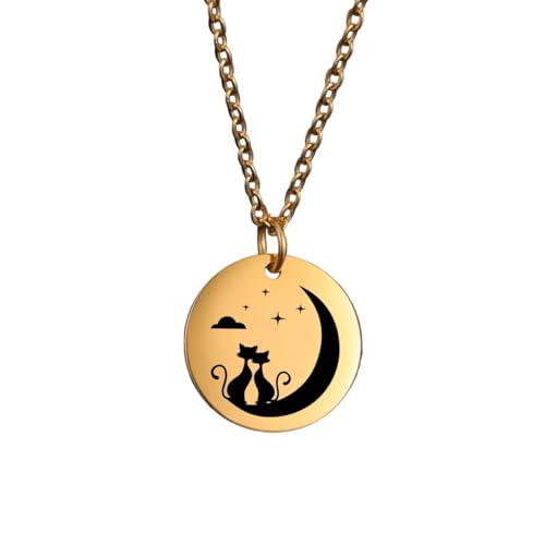 Collier lune et étoiles anti-irritation, ras-du-cou cœur d'amour