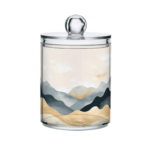 4 Pack Qtip Holder Organizer Dispenser Gold and Black Marble Bathroom Storage Canister Cotton Ball Holder Bathroom Containers for Cotton Swabs/Pads/Floss