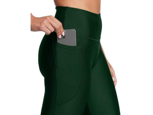 Under Armour HeatGear Damen-Leggings mit hoher Taille, mit Taschen, rutschfest, (301) Forest Green/White, XX-Large – Ansicht 6