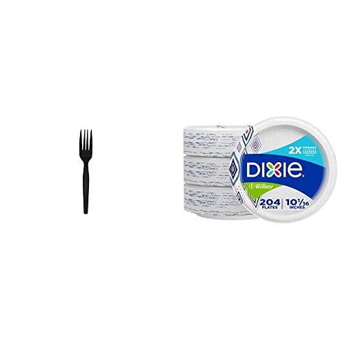 Genuine Joe - Gjo30403 Heavyweight Fork & Dixie 10 Inch Paper Plates, Dinner Size Printed Disposable Plate, 204 Count (3 Packs Of 68 Plates) #TOP12