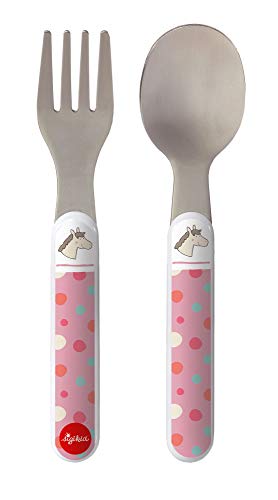 SIGIKID 25083 Kinder-Besteck Pony Hoppe Dot Mädchen Besteckset Gabel&Löffel empfohlen ab Geburt rosa