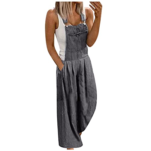 Jeanslatzhose Damen Latzhose Jeans Lange Hose Denim Overall Jumpsuit...