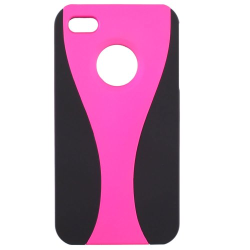 Snap-on Rubber Coated Case for Apple iPhone 4 4S 4GS 4G AT&T / Verizon, Hot Pink / Black Snap-on Rubber Coated Case for Apple iPhone 4 4S 4GS 4G AT&T / Verizon, Hot Pink / Black