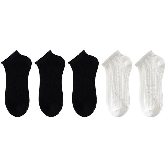 Calcetines cortos de mujer mezcla algodón | Multicolor 5 pares EU34 Calcetines invisibles de malla fina de verano