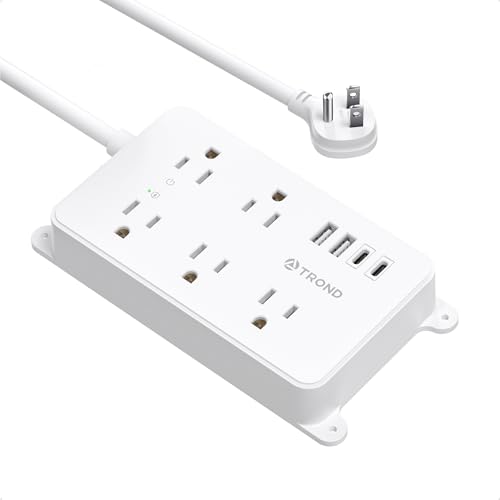 Image of TROND Power Strip with USB, Wall Mountable, 5ft Extension Cord, ETL Listed