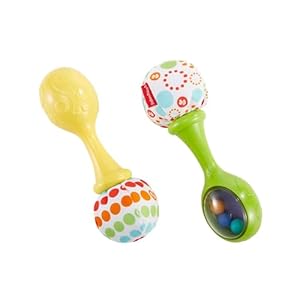Fisher-Price Rumba-Rasseln – Set aus 2 Rasseln mit bunten Perlen und weichen Griffen, fördert die sensorische Entwicklung und Feinmotorik, für Babys ab 3 Monaten, BLT33