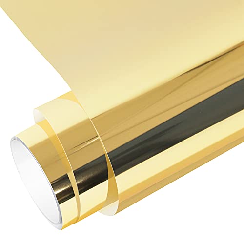 Gatichetta Heat Transfer Vinyl Roll, Metallic Foil Gold Iron On Vinyl 12  X 6ft Chrome HTV Vinyl for Garments