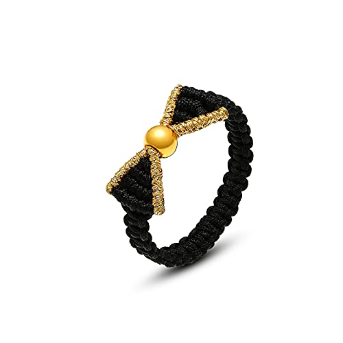 GOLD XIONG PADISHAH Handwoven Rings Vintage Knuckle Rings Stackable Finger Rings Midi Rings for Women Hollow Carved Flowers Rings for Women Girls (Adjustable_Black)