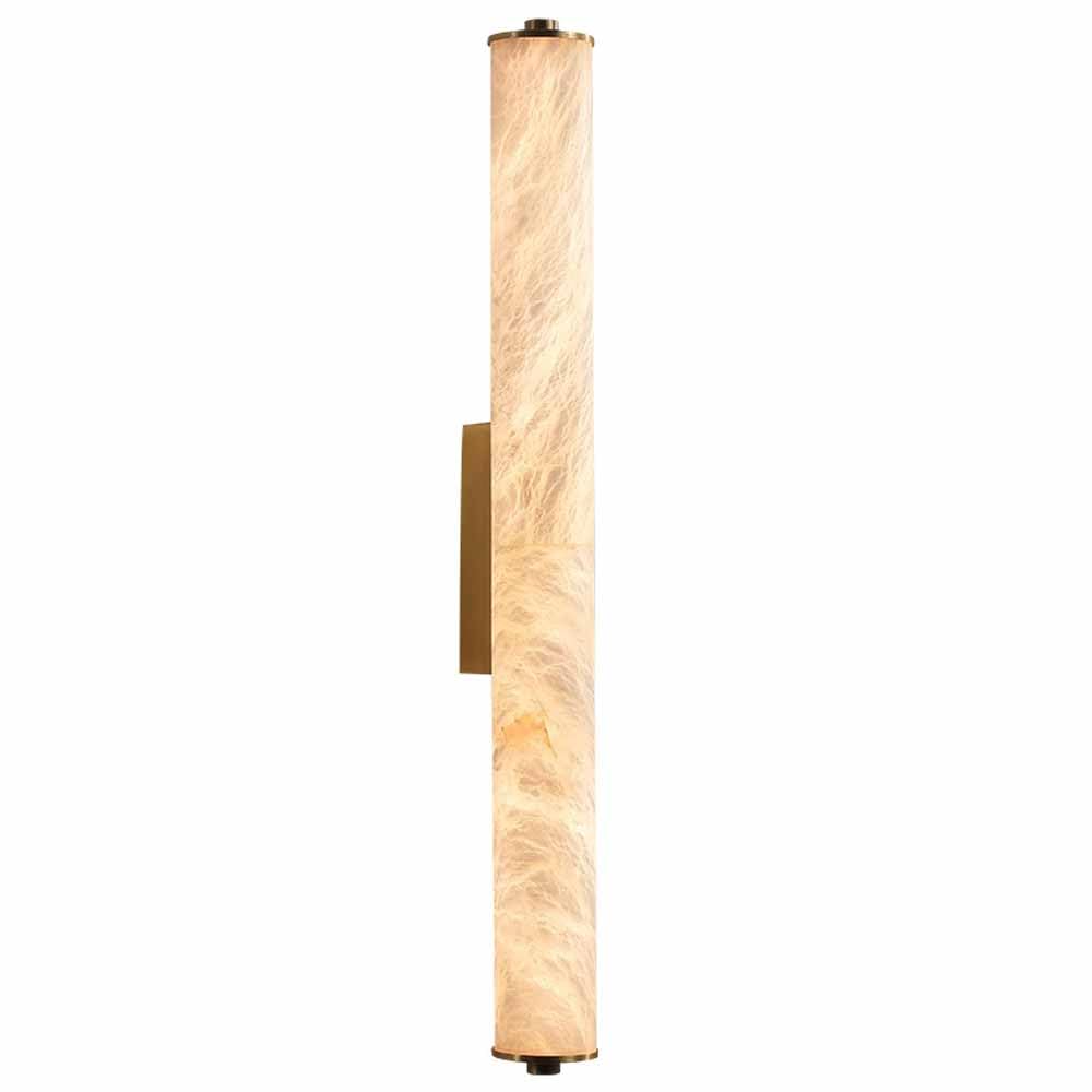 KBUUKYYXouy Wall Lamps for Bedroom Natural Alabaster Sconce Marble Wall Sconce Cylindrical Stone Brass Base Alabaster Wall Lighting for Living Room Bedroom Restaurant Kitch,Black-50CM(Gold,50CM)