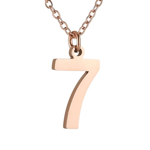HZMAN Womens Stainless Steel Number 0-9 Charms Pendant Necklace 2 Colors Gold Silve