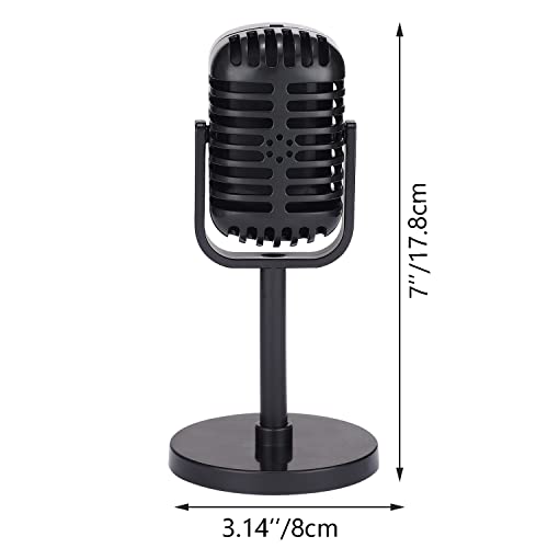 Facmogu Vintage Microphone Prop, Plastic Fake Microphone, Retro Microphones Fake Prop for Costume & Role Play, Antique Microphone Stage Table Decor Party Favors - Black