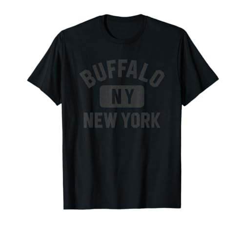 Buffalo New York Gym Style Distressed Black Print T-Shirt