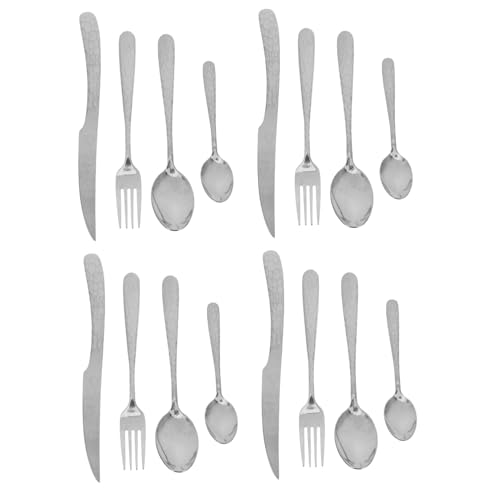 Couverts acier au manche ergonomique martelé pack de 4 ensembles UKCOCO - 2