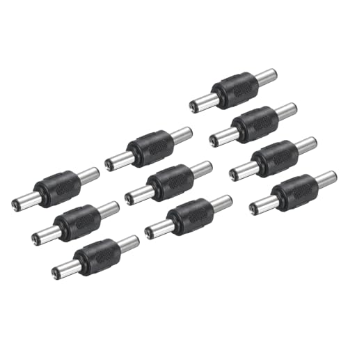 uxcell DC Power Connector Adapter, 10Pcs 5.5mmx2.1mm Male to Male Cable Jack Socket Converter for CCTV Security Camera Strip Lighting