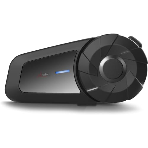 QSPORTPEAK Motorbike bluetooth headset, MX1 Universal Intercom Communication Systems,Motorcycle Helmet Speaker for 2 Riders /Range800m/HiFi Stereo Sound/IP67 Waterproof/Call Music Control, 1 Pack