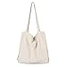 Etercycle Umhängetasche Damen Grosse Kapazität Cord Schultertasche Retro Handtasche für Alltag, Büro, Schulausflug und Einkauf - Beige