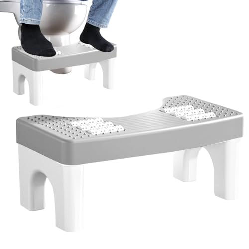 Image of HASTHIP Foot Massage Squatty Potty for Adults Elders 2 in 1 Bathroom Toilet Stool with 6 Foot Massager Rollers Anti-Slip Bumps Surface Squatty Potty, 40x21x17cm