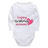 WOOYONGING Happy Birthday Mommy Neutral Romper Baby Long Sleeve Baby Boy Coming Home Outfit Boy White Baby Boy Onsies 0-3 Months
