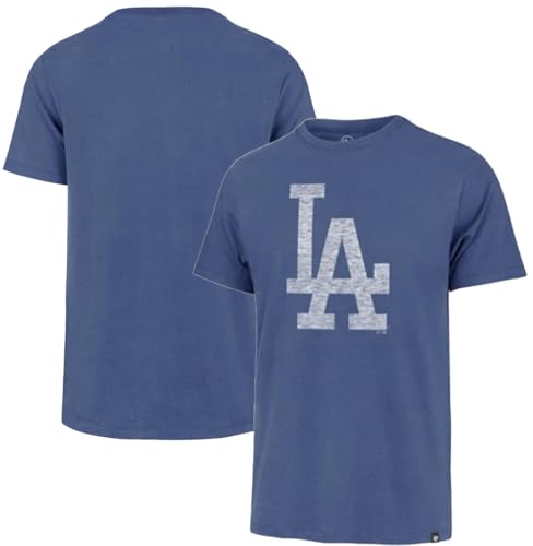 47 Brand MLB Men's Team Color Distressed Imprint Primary Logo Short Sleeve Baseball T-Shirt - Los Angeles Dodgers - Blue - Large