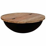 Alexandra House Living Mesa de Centro Negro Hierro Madera de Mango 86 x 30 x 86 cm