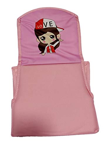 Image of Folding Storage Toy Box Seat Stool for Kids 728 (Pink) Fibreboard 24.5x21x40 CM