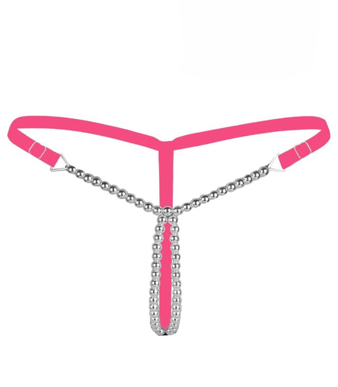 Women Polyester White Pearl G-String- Pink-image-46