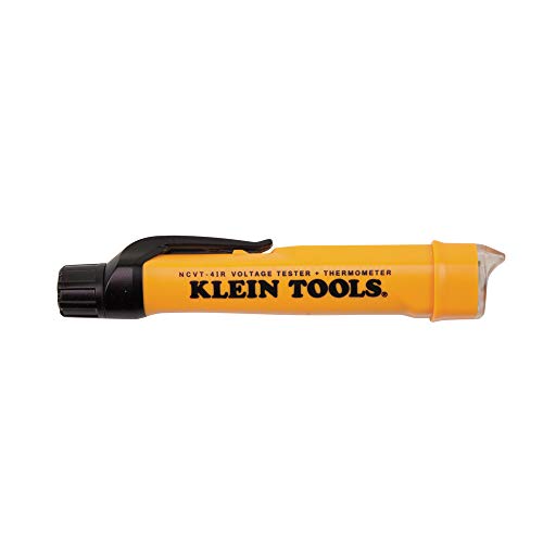 Klein Tools Ncvt-4Ir Non-Contact Volt Tester, 12 - 1000V Ac Pen With Ir Thermometer -22 To 482 Deg F, Led And Audible Alarms, Pocket Clip, Orange #TOP4