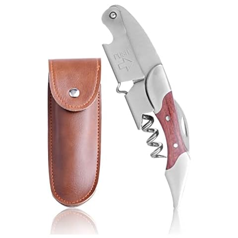 Sacacorchos HEYU de camarero de acero inoxidable y palisandro con cortador de papel Cover