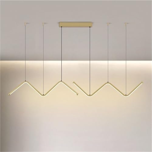 Lámpara de araña lineal led wave dorada ajustable para techo nórdico 2