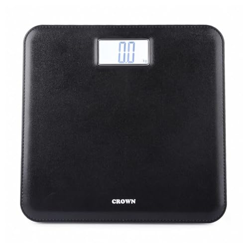 Image of CROWN ELITE Digital Weight Machine For Body Weight Weighing Machine Leather Look Fiber Body Digital Human Weighing Scale With Large Lcd Display (black),180 kg