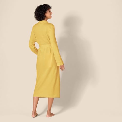 Amazon Essentials Damen Leichter Waffel-Bademantel, Lang (Erhältlich In Übergröße), Senfgelb, M