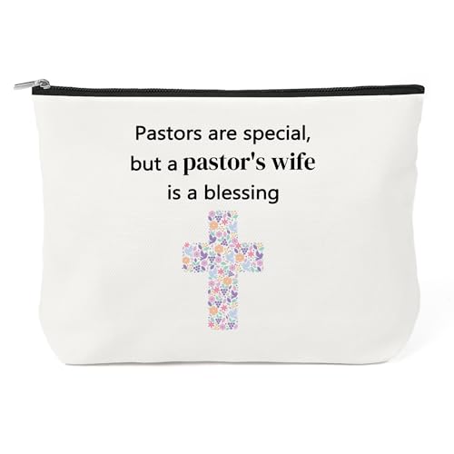 Presentes de agradecimento da esposa do pastor – pequena bolsa de cosméticos bolsa de maquiagem com zíper para mulheres Dia de agradecimento do pastor presentes de aniversário cristão Natal para