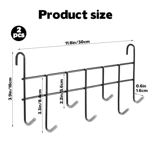 KKONHII 2 Pcs 7 Hook Attachment for Wire Shelving, Grid Hooks Rack for Wall Grid Panel Hanging Hooks Rack Steel Shelf Accessories Metal Hook Bars for Storage Display Organizer 1.5 x 12.6 x 4 Inch - Thumbnail 2