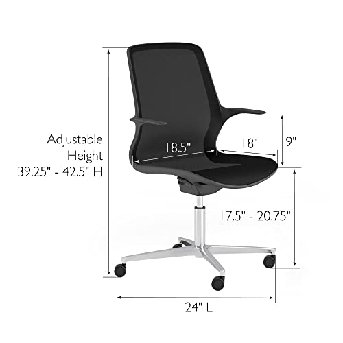 Image of Leick Home 10146-BK Teramo Italian Made Adjustable Ergonomic Mesh Office Chair with Swivel, Black